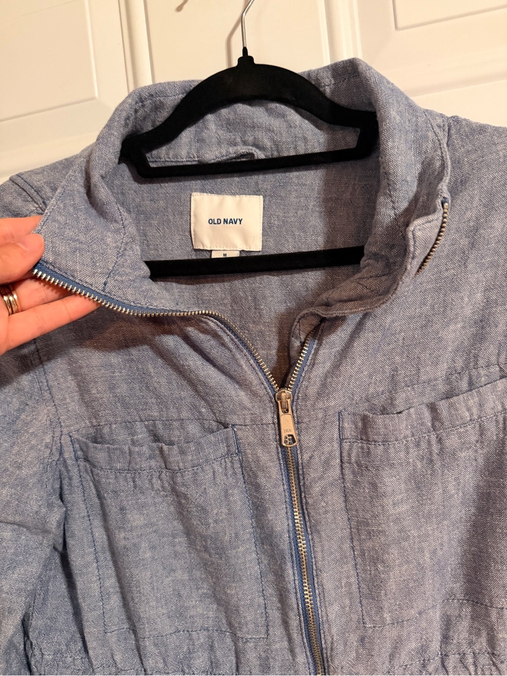 Old Navy Light Blue Drawstring Utility Jacket - Picture 4 of 6